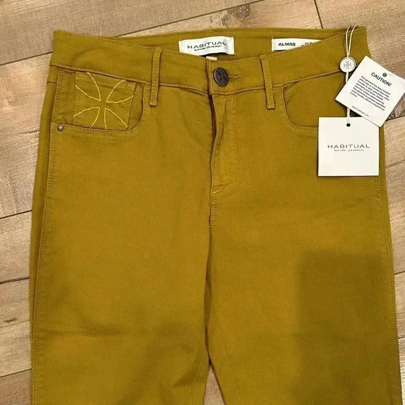 NWT Habitual Almas Zip Skinny Jean Tapestry Yellow Mustard Slim Jeans Sz 26 - Picture 10 of 16